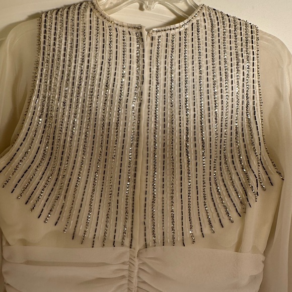 Jack Bryan Beaded Chiffon Dress - Sheer Sleeves With Beaded Bodice - Picture 7 of 14